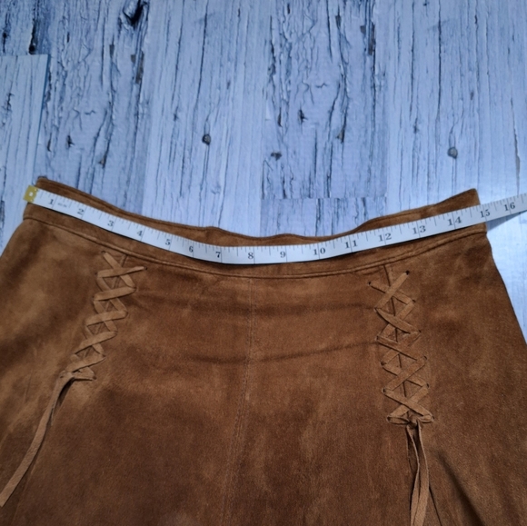 (10) Vintage Suede Leather Pleated Maxi Skirt, The Olde Hide House - Picture 13 of 16